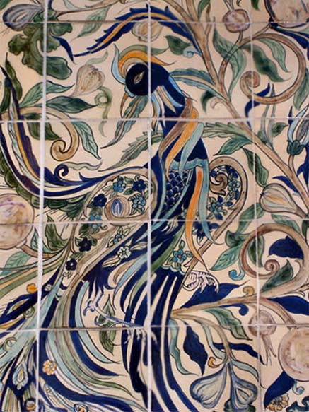 peacock-in-foilage-danielle-adjoubel peacock-in-foilage-danielle-adjoubel ceramic tile panel