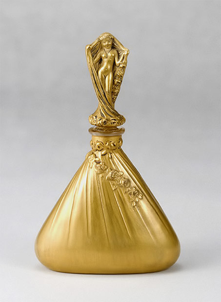 Gold-Perfume-Bottle-Dalcrose Perfume-Bottle-Dalcrose with figural stopper