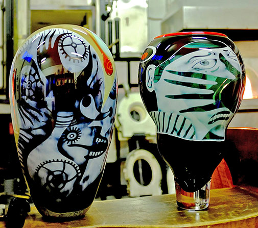 Peter-Hermansson-glass-art-vessels Peter-Hermansson-glass art modernist vessels