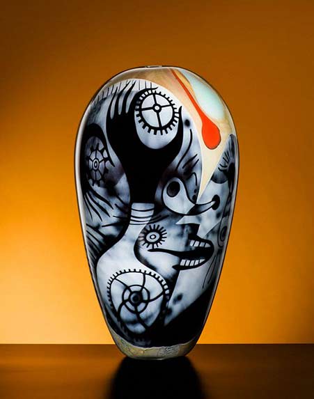 Peter-Hermansson-'The-Cog-Doctor'-Graal-Glass-Vase Peter-Hermansson-(Swedish),-'The-Cog-Doctor'-Graal-Glass-Vase