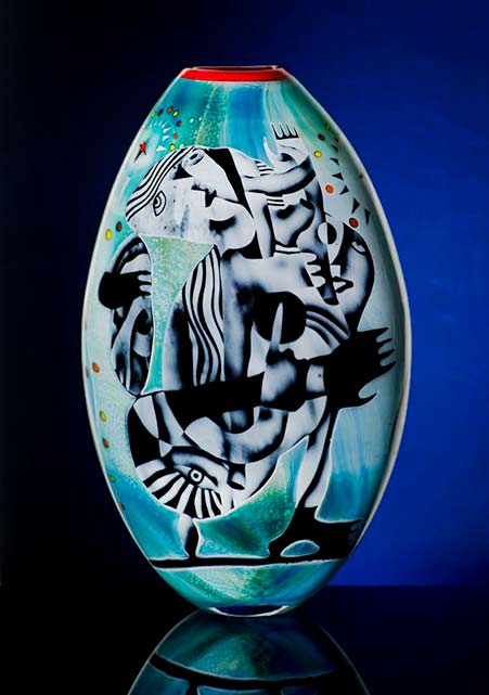 Peter-Hermansson--The-Last-Modernest'-Graal-Glass-Vase Peter-Hermansson-(Swedish),-'The-Last-Modernest'Graal-Glass-Vase