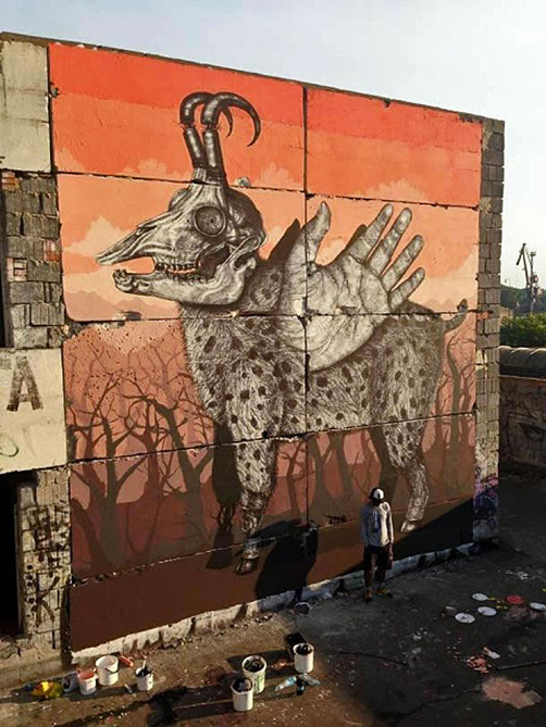 Puerto-Rican-alexis-diaz-mural Puerto-Rican-alexis-diaz-new-mural-in-Bratislava-Slovakia-phantasmagoric-animals