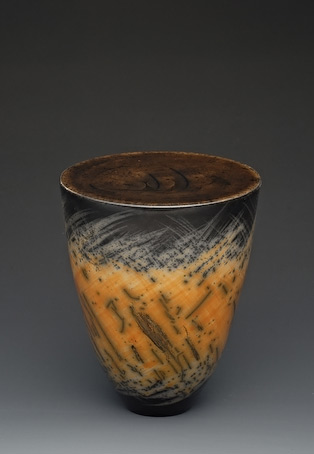 Philippe-Buraud--French-raku-art Raku tumbler by Philippe Buraud