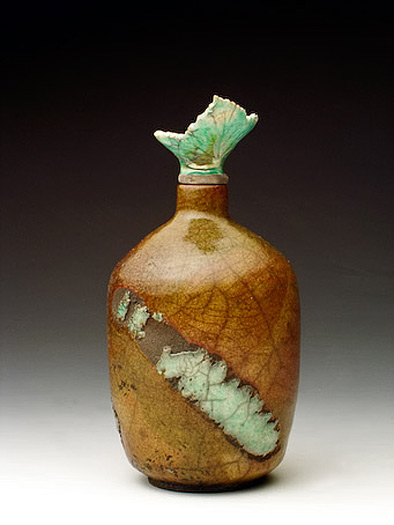Philippe-Buraud-raku-pottery-bottle Philippe-Buraud-lidded raku bottle