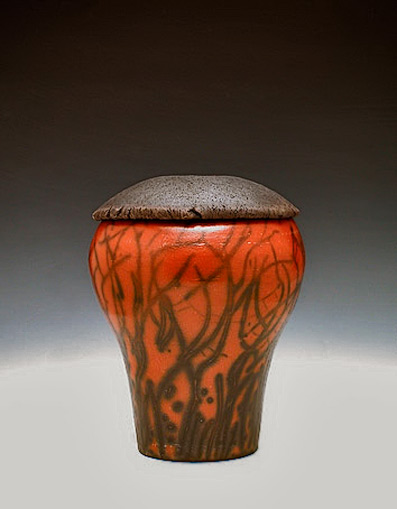 red-raku-vessel-Philippe-Buraud Philippe-Buraud-French-Raku vessel