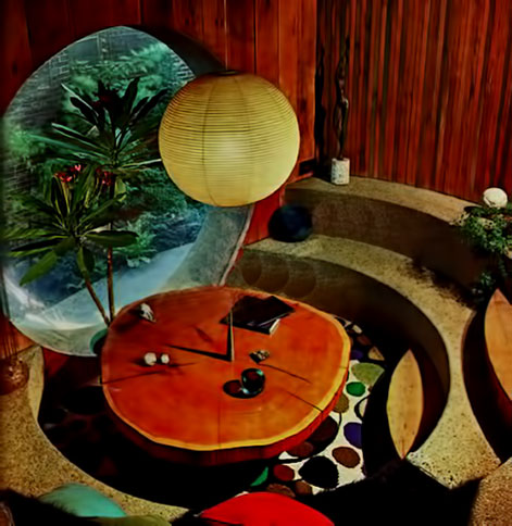 seventies-lounge-decor Philosophers-stone-circle seventies conversation pits