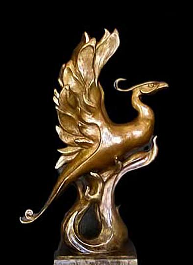 Phoenix-by-Dan-Pogue-22-inches Dan-Pogue bronze phoenix sculpture