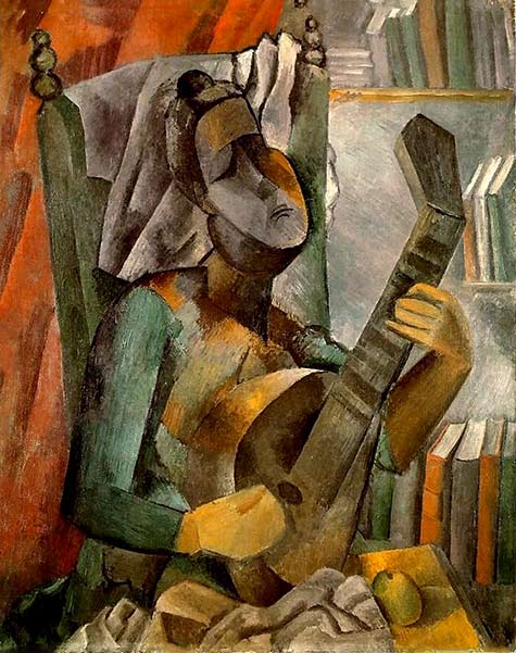picasso-1909-painting picasso-1909-woman-with-mandolin-hermitage-st-petersburg