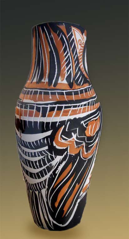 Picasso-vase black white terracotta vase - Picasso