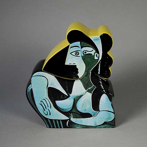 Picasso---Woman-Lying-on-a-Chaise---Ceramic-Box-by-Goebel 'Picasso---Woman Lying on a Chaise' Ceramic-lidded vessel by-Goebel