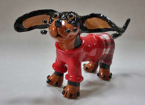 Suzanne Noll-ceramic-pup-sculpture Pickles-the-Pup-Ceramic-Dog-Sculpture by Suzanne Noll