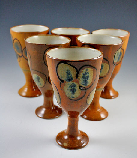 Pop-Art-Wine-Goblets---Salt-Fired-Ceramic---Deborah-Britt-Pottery Pop Art Wine Goblets - Salt-Fired Ceramic---Deborah Britt Pottery