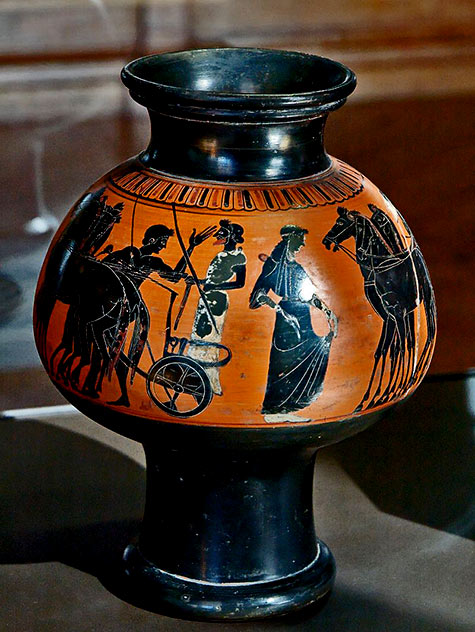 Psykter_warrior_Louvre_psykter-(in-Greek-ψυκτήρ-cooler)-is-a-type-of-Greek-pot-that-is-characterized-by-a-bulbous-body-set-on-a-high,-narrow-foot Psykter warrior vessel wine cooler