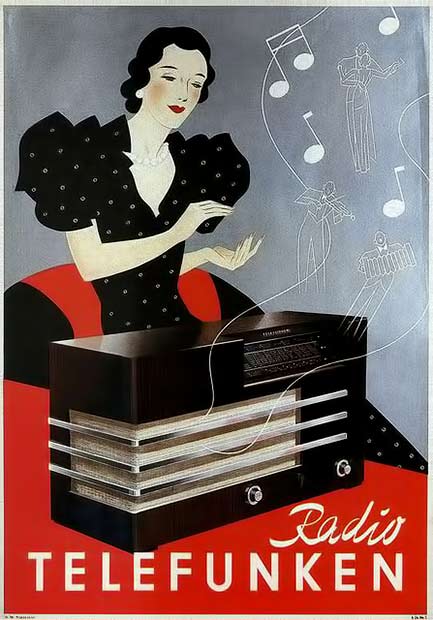 Radio-Telefunken,-1930-ca Art Deco Telefunken poster