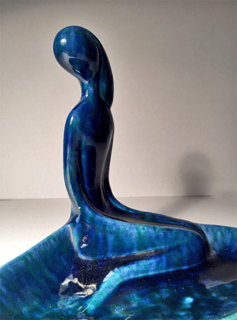 Rare-hoenig-of-california-Ceramic-Pottery-Sculpture Blue Hoenig-of-California-Ceramic-Pottery-Sculpture