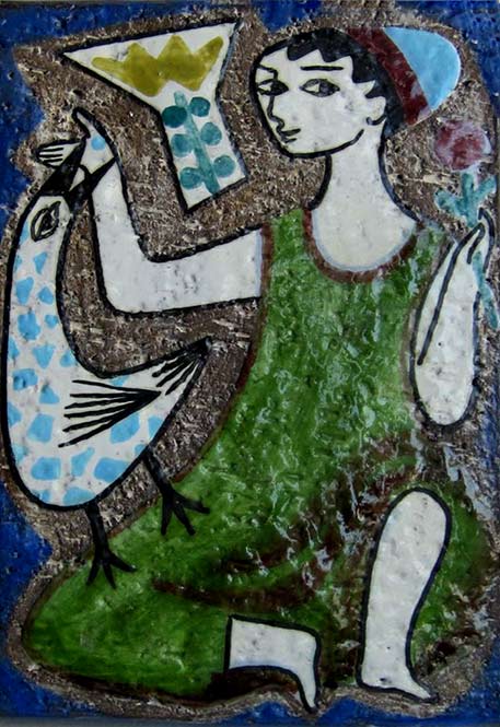 Rare-Swedish-Mid-Century-Mari-Simmulson-for-Upsala-Ekeby-Pottery-Plaque Rare Swedish Mid Century Mari Simmulson for Upsala-Ekeby Pottery Plaque