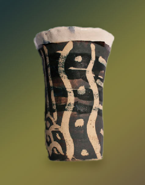 Red-Oxide-Vase,-1989 Red Oxide Vase, 1989 red oxide on clay, wax resist stoneware