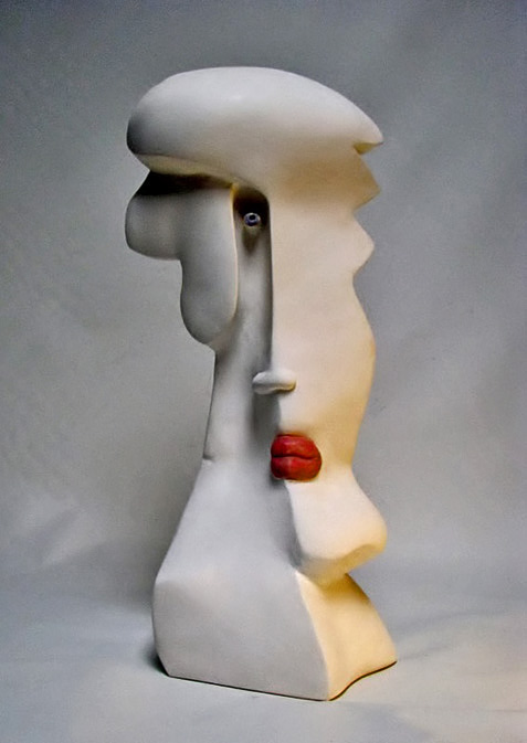 abstract-head-sculpture-SallyHook Regardez-ceramic abstract bust by Sally Hook