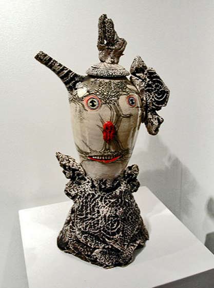 Represented-by-Sherrie-Gallerie-Andy-Nasisse---White-Teapot-Michael-Lucero Michael Lucero ceramic teapot on stand