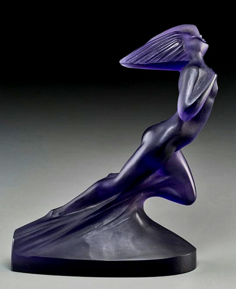 RLalique-Color-Enhanced-Deep-Amethyst-Glass-Cote-d'Azur-Statuette-Circa-1929 Rene Lalique Color Enhanced Deep Amethyst Glass Cote d'Azur Statuette of a nude woman Circa 1929