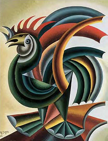 Rooster-art-Depero-Fortunato Depero-Fortunato rooster painting