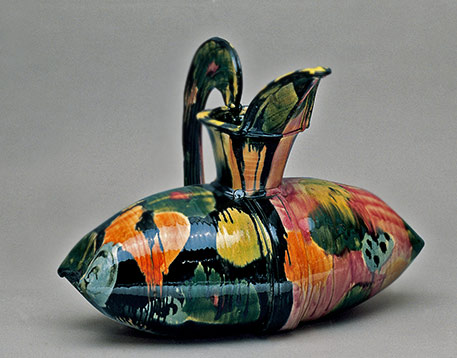 Rose-et-Noir-Pillow-Pitcher-Betty-Woodman Rose et Noir Pillow Pitcher,Betty Woodman - glazed earthenware,epoxy resin,,lacquer, paint David Kordansky Gallery