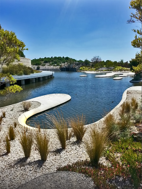 Melaleuca-Spits-sculptured-lake Royal-Botanic-Gardens-Cranbourne--Australia---large lake