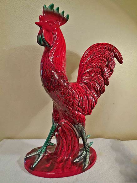 Royal-Haeger-American-Art-Pottery-Oxblood-Rooster-R1762-20inch-Tall-Red-&-Green Royal-Haeger-American-Art-Pottery-Oxblood-Rooste