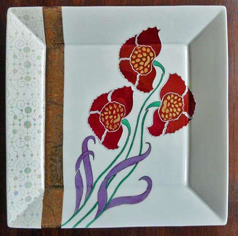 danielle-adjoubel-square-ceramic-dish rubis-collection-pomegranates-danielle-adjoubel