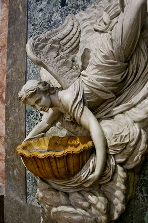 S.-Giuseppe-dei-Teatini,-Palermo,-Sicily. Stone carved angel fountain Sicily