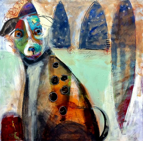 Saatchi-Art-Artist--L-Balombini--Acrylic-2014-Painting--Pueblo-Begger-Dog-
