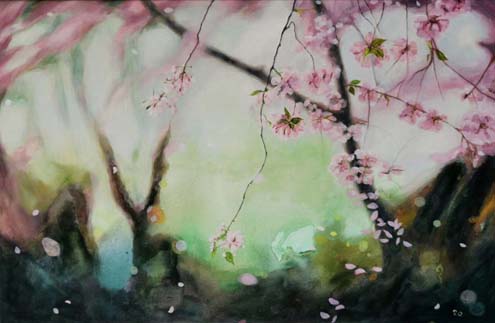 Sakura--Oil on Canvas, June Yun-Sakura--Oil on Canvas,