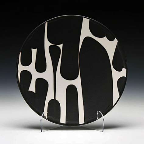 Sam-Scott-dinner-plate Sam-Scott black and white abstract motif plate