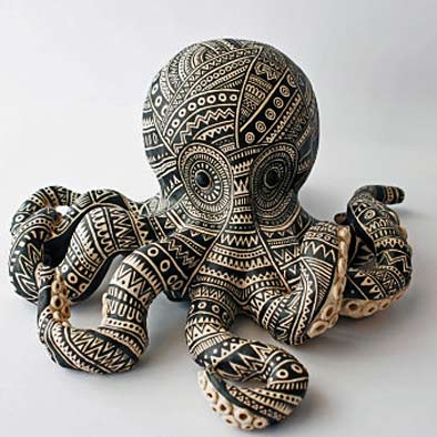 Sarah-Farrell-ceramic-octopus Sarah-Farrelly geometric decorative pattern octpus