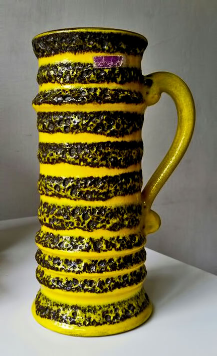 Scheurich-fat-lava-vase Scheurich fat lava vase, yellow with black stripes