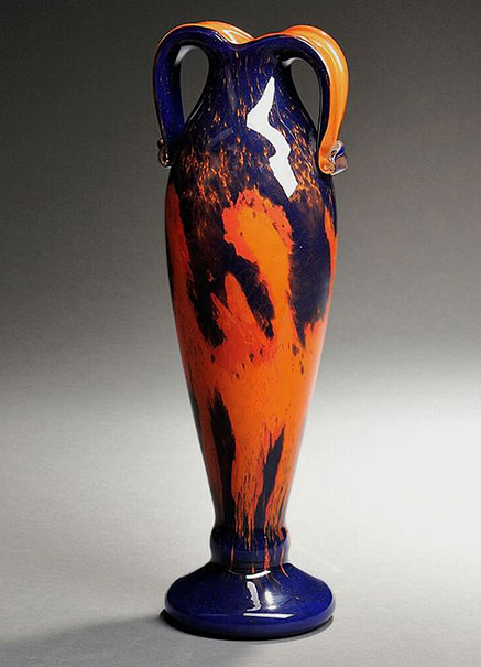 Schneider-Art-Deco-Vase---Skinner Schneider Art Deco Vase-blue and orange--Skinner