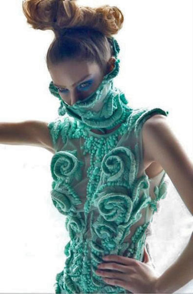 Amato-haute-couture Green swirl-couture by Amato - green mermaid style