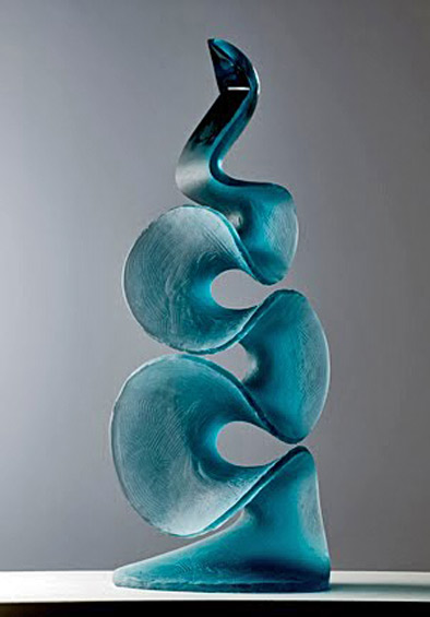 Vladimira Klumpar-turquoise-glass-sculpture sculputral glass pieces are by artist Vladimira Klumpar