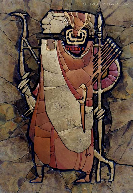 Sergey-Karlov-mosaic-art-panel 'Kegman Warrior' -- Sergey Karlov