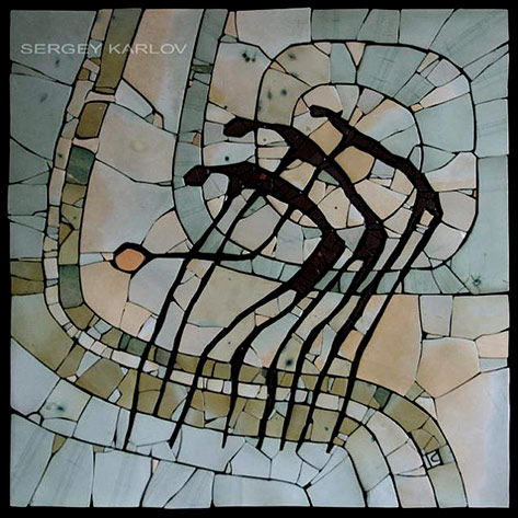 Sergey-Karlov-moaicist Three silhouette figures mosaic - Sergey Karlov