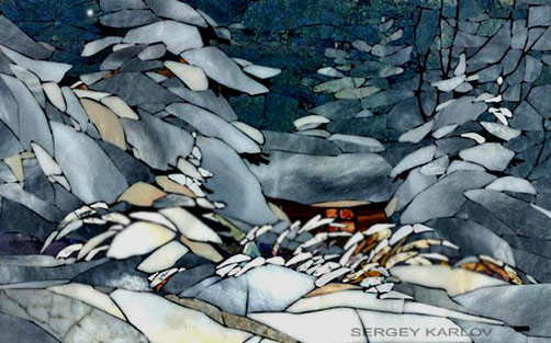 Sergey-Karlov-snow-cabin 'Small Hut' mosaic -- Sergey Karlov, Sayanogorsk