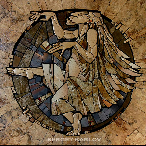 Sergey-Karlov-stone-mosaic Sergey-Karlov dancing shaman