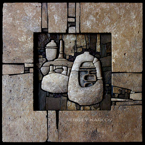 Serjey-Karlov-wall-panel Still Life relief - Sergey Karlov