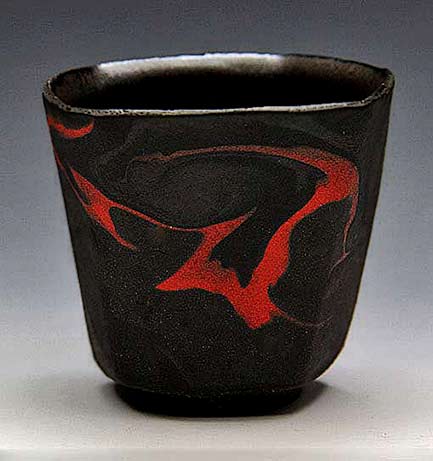 Seto-Junji-black-tea-cup Seto-Junji-black-tea-cup with red single stroke motif