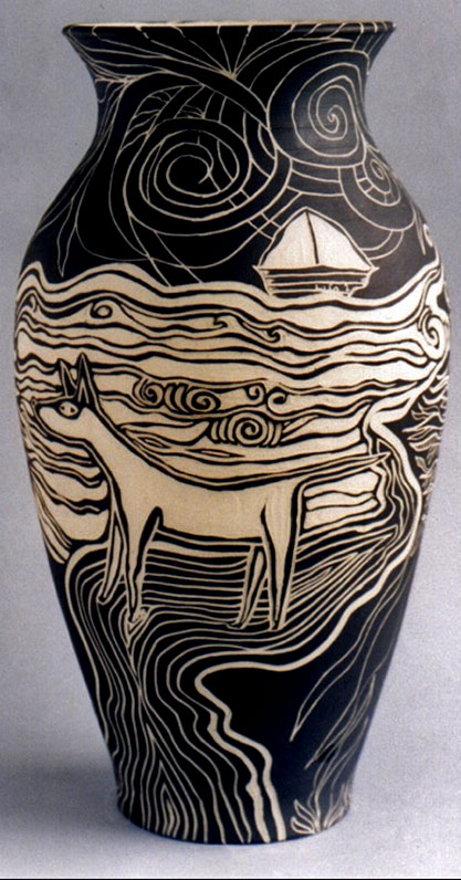 Sgraffito-Ocean-Dream-Pot-Rachel-Wolf Sgraffito Ocean Dream Pot - Rachel Wolf