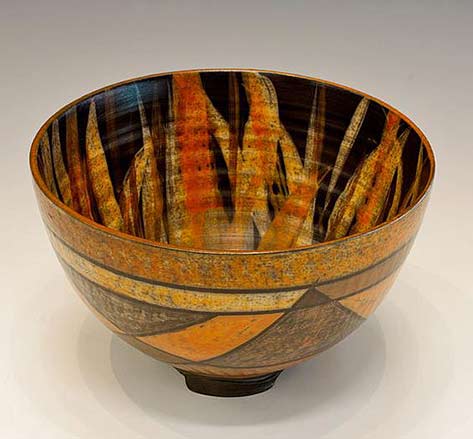 Shamai-Sam-Gibsh,Ceramic-Smoke-firing Shamai Sam Gibsh footed raku bowl