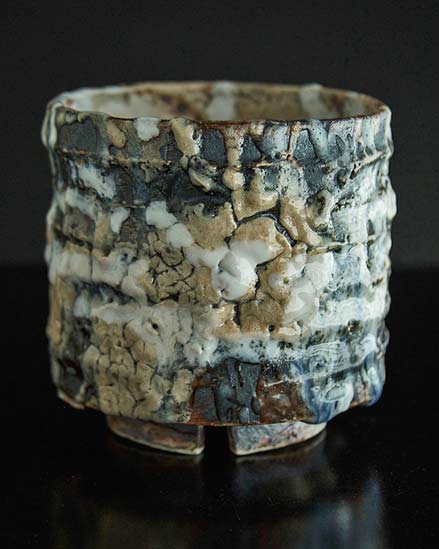 Adam-Whatley-California-shino Shino-Cup-Black-Adam-Whatley - footed ceramic drinking bowl