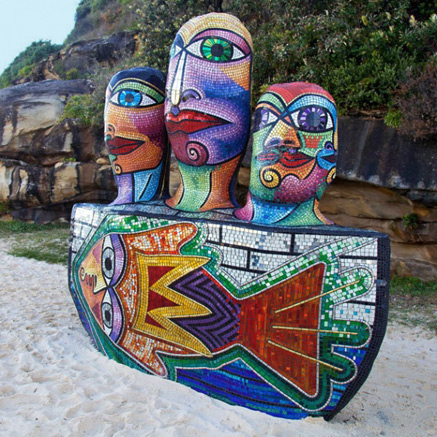Deborah-Halpern---mosaic-sculpture Ship-of-Fools-by-Deborah-Halpern---mosaic sculpture Sydney Sculpture by the Sea