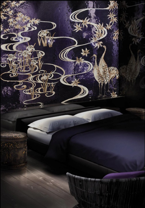 sicis-lif-essence-mosaic-art sicis-lif-essence-2013-Private House Doha Qatar - purple and white mosaic wall panel