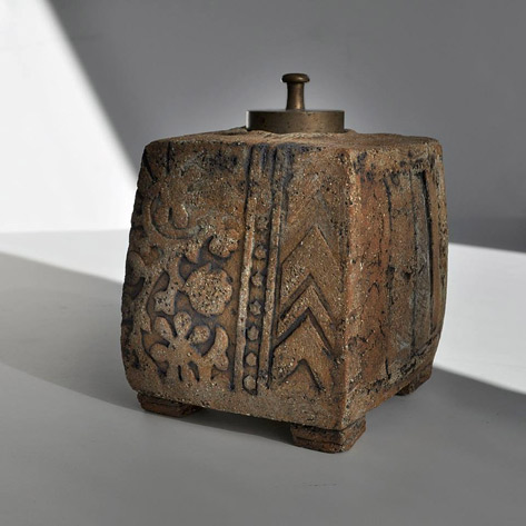 Simone-Krug-pottery-cannister Simone-Krug-- lidded ceramic vessel